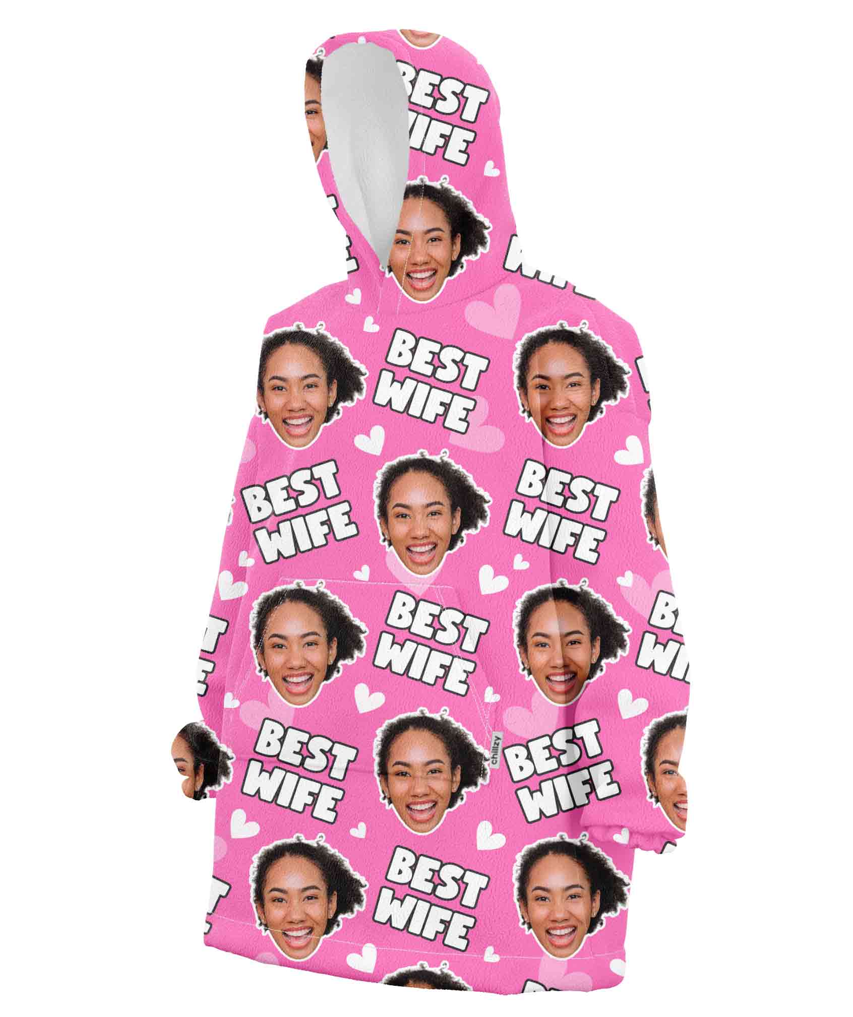 Best Wife Face Hoodie Blanket