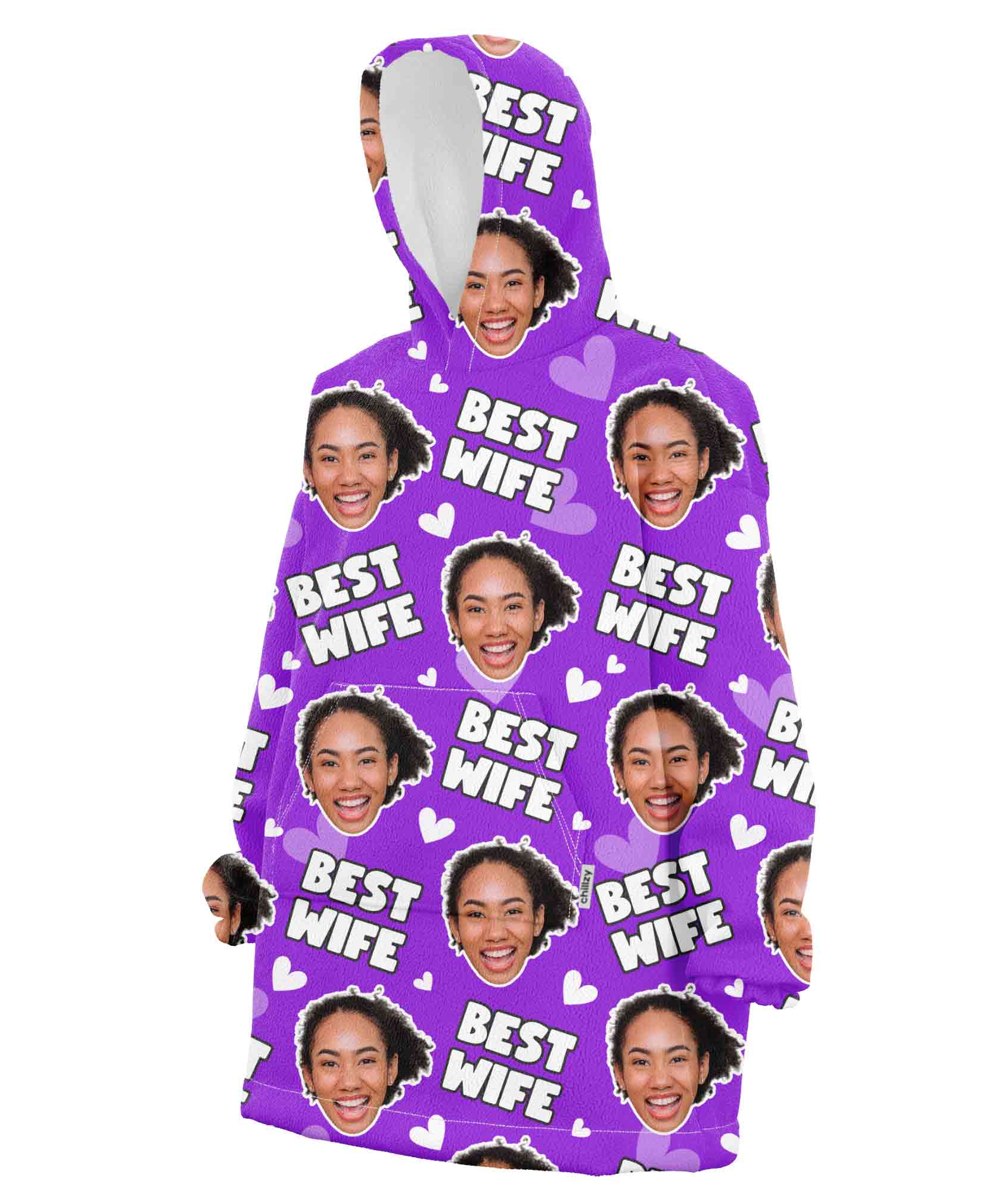 Best Wife Face Hoodie Blanket
