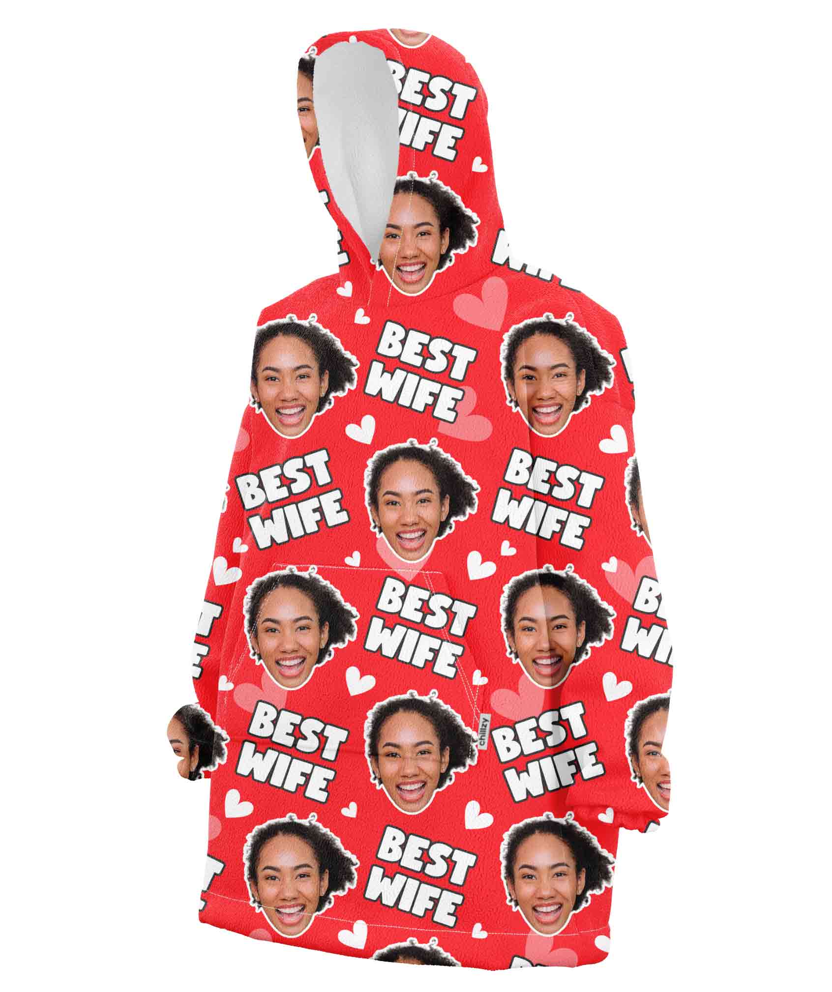 Best Wife Face Hoodie Blanket