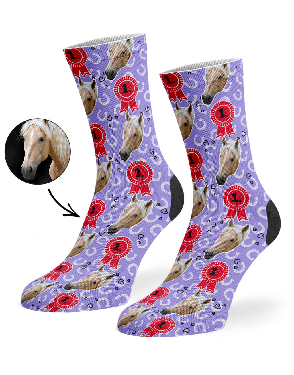 Purple Horse Rosette Socks