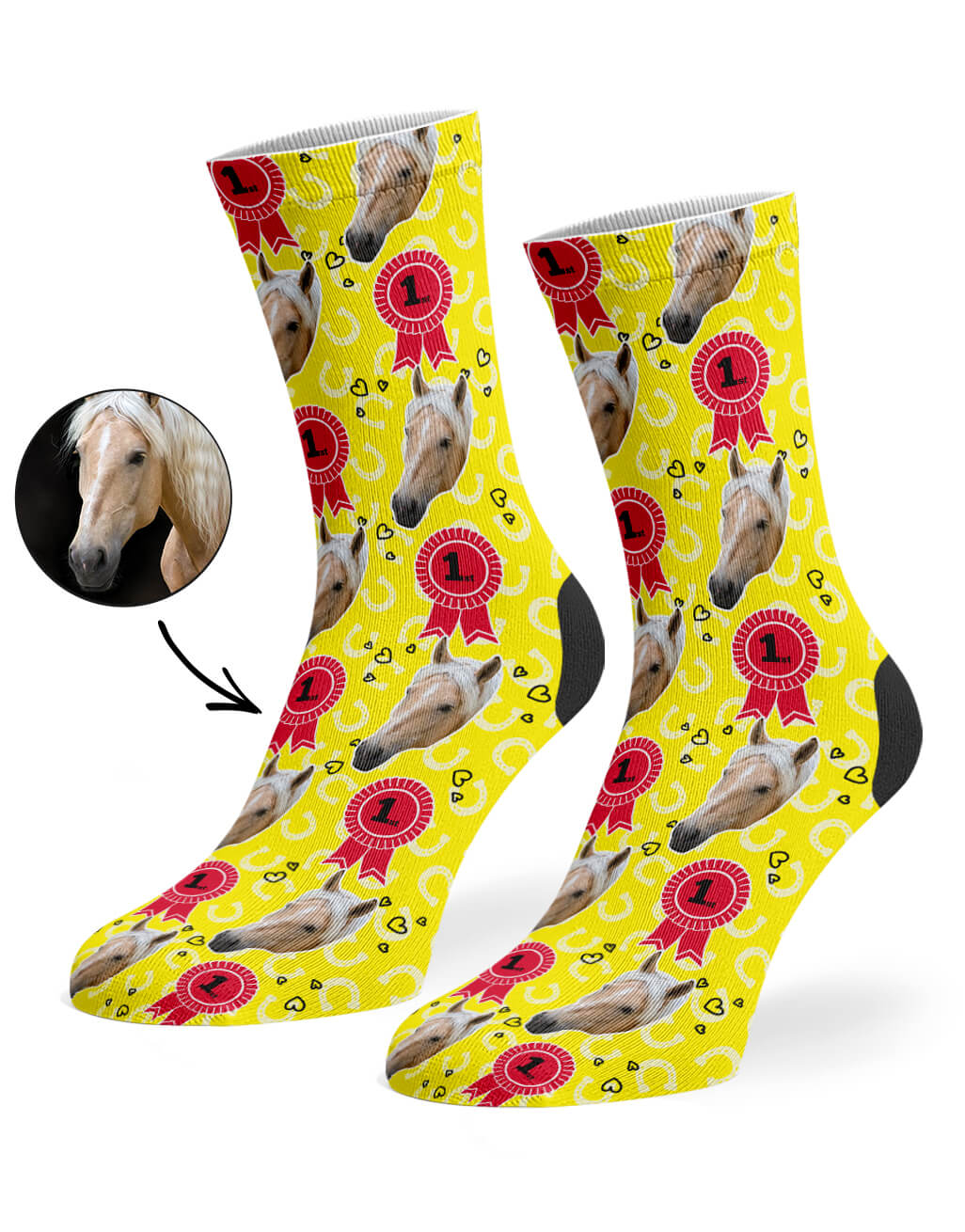 Yellow Horse Rosette Socks
