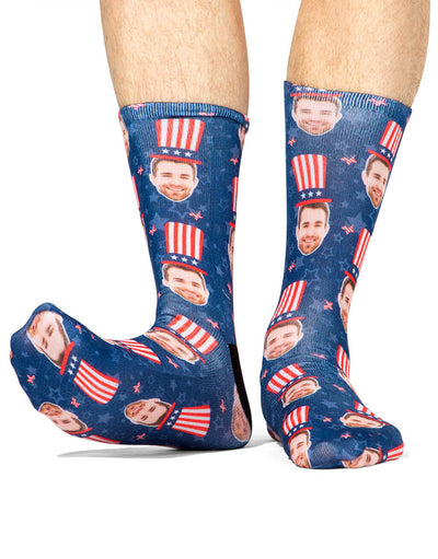 American Flag Top Hat Personalised Socks