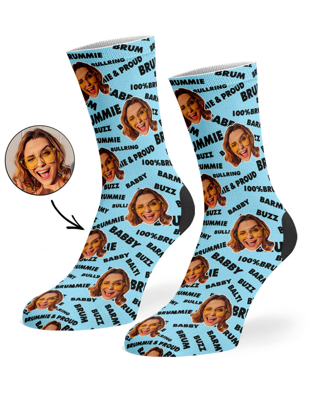 Baby Blue 100% Barmy Brummie Socks