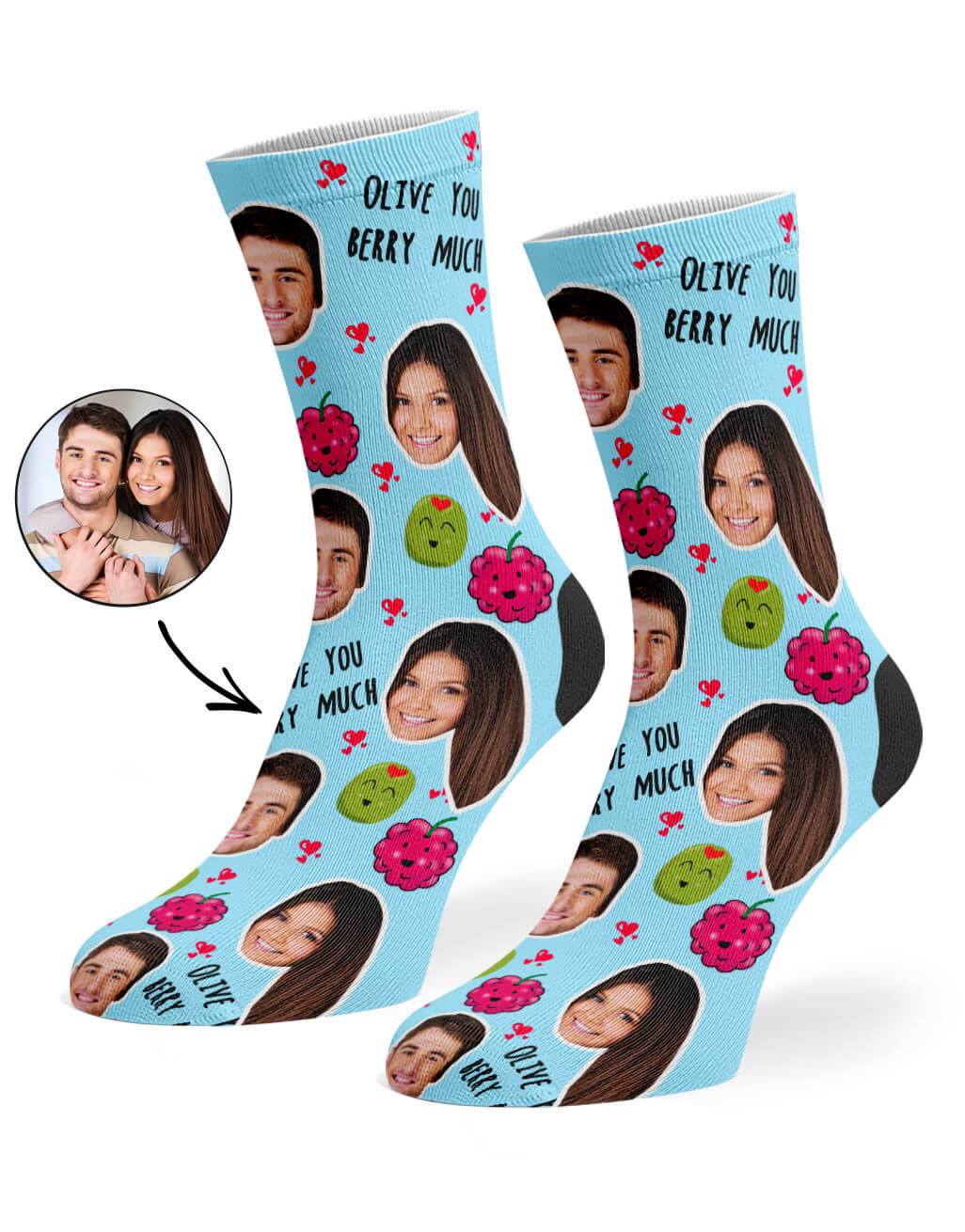 Olive You Berry Much Photo Socks