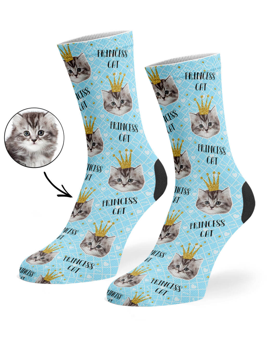 Custom Photo Princess Cat Socks
