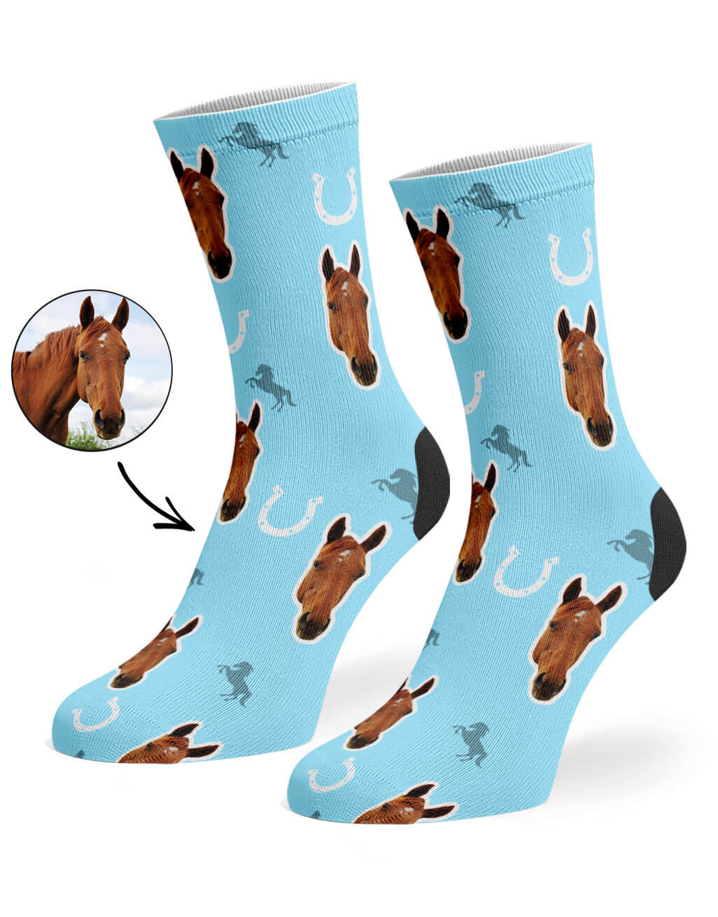 Your Horse On Baby Blue Socks