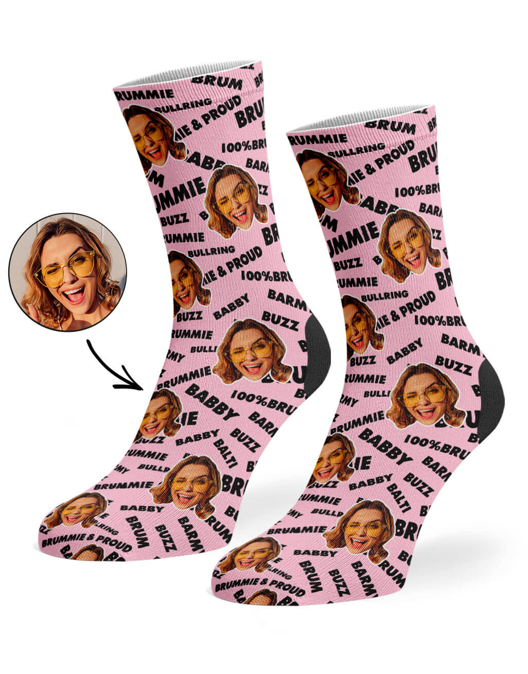 Pink 100% Barmy Brummie Socks