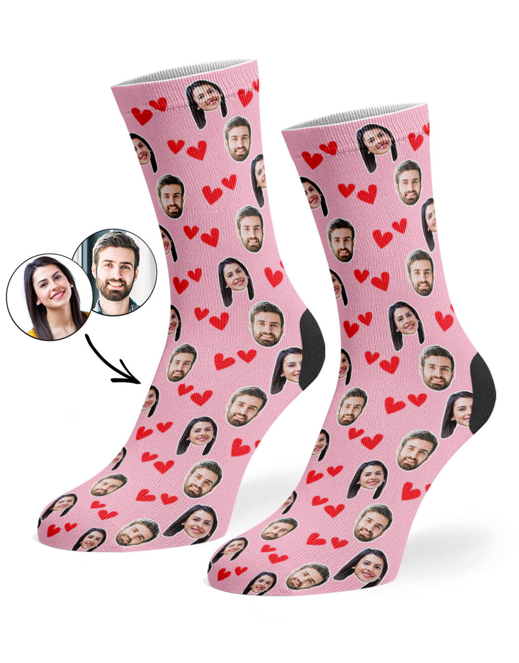 Couples Face Hearts Socks | Personalised Love Socks – Super Socks