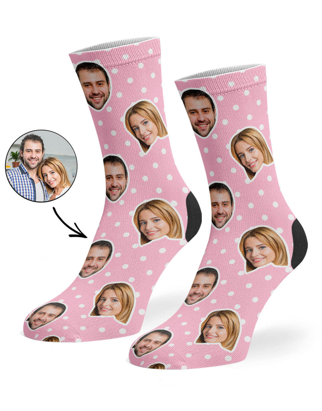 Polka Dot Face Socks With Own Photos