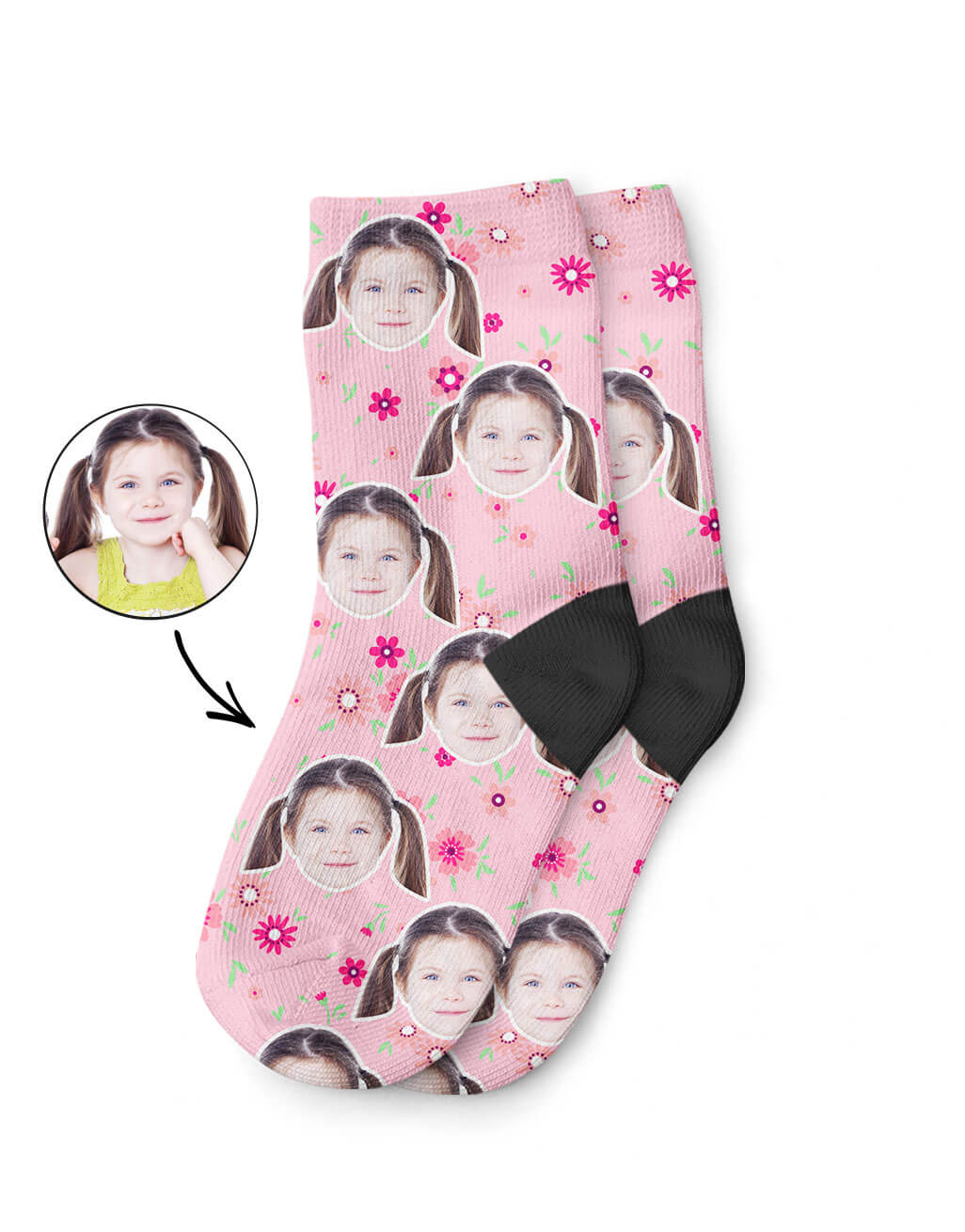 Personalised Flower Face Kids Socks