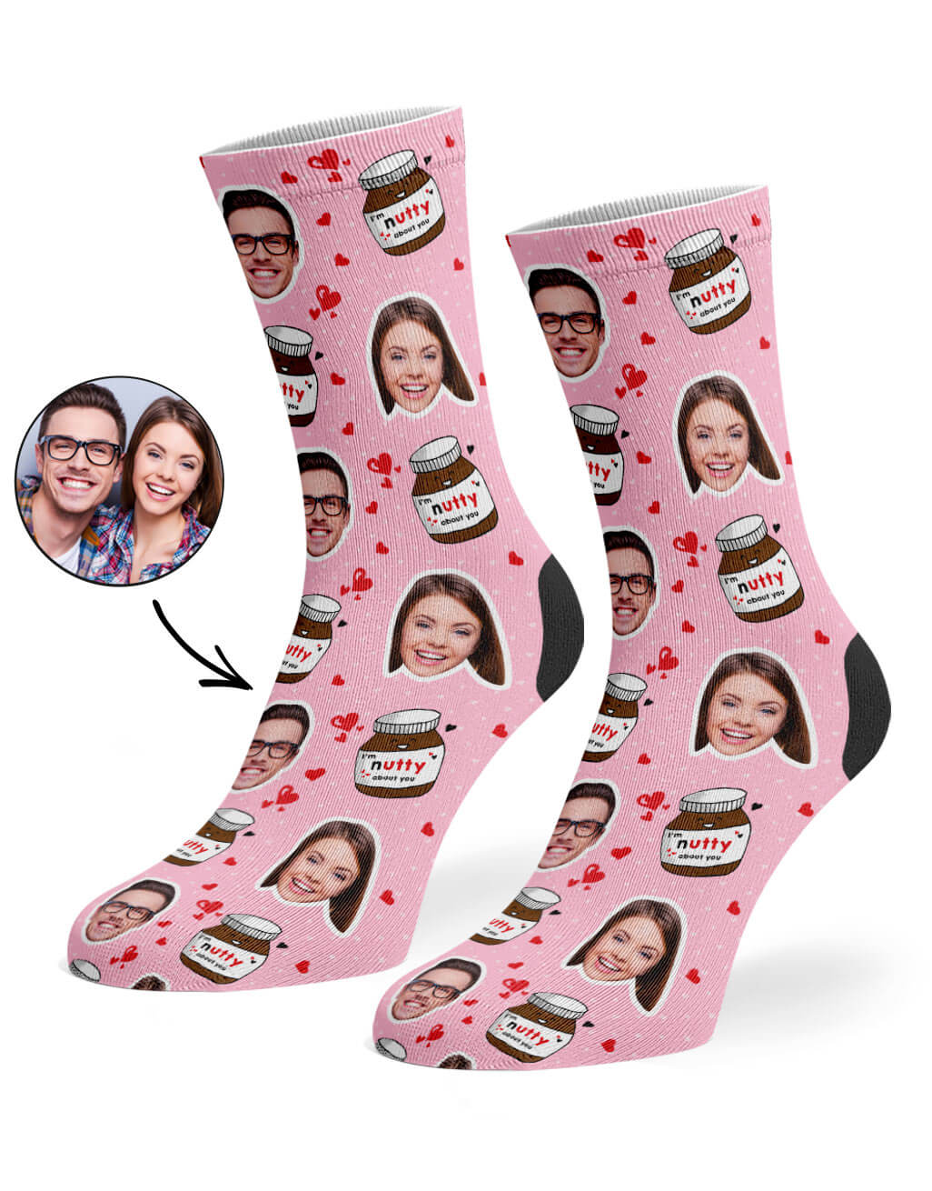 Custom Photo Nutty About You Socks