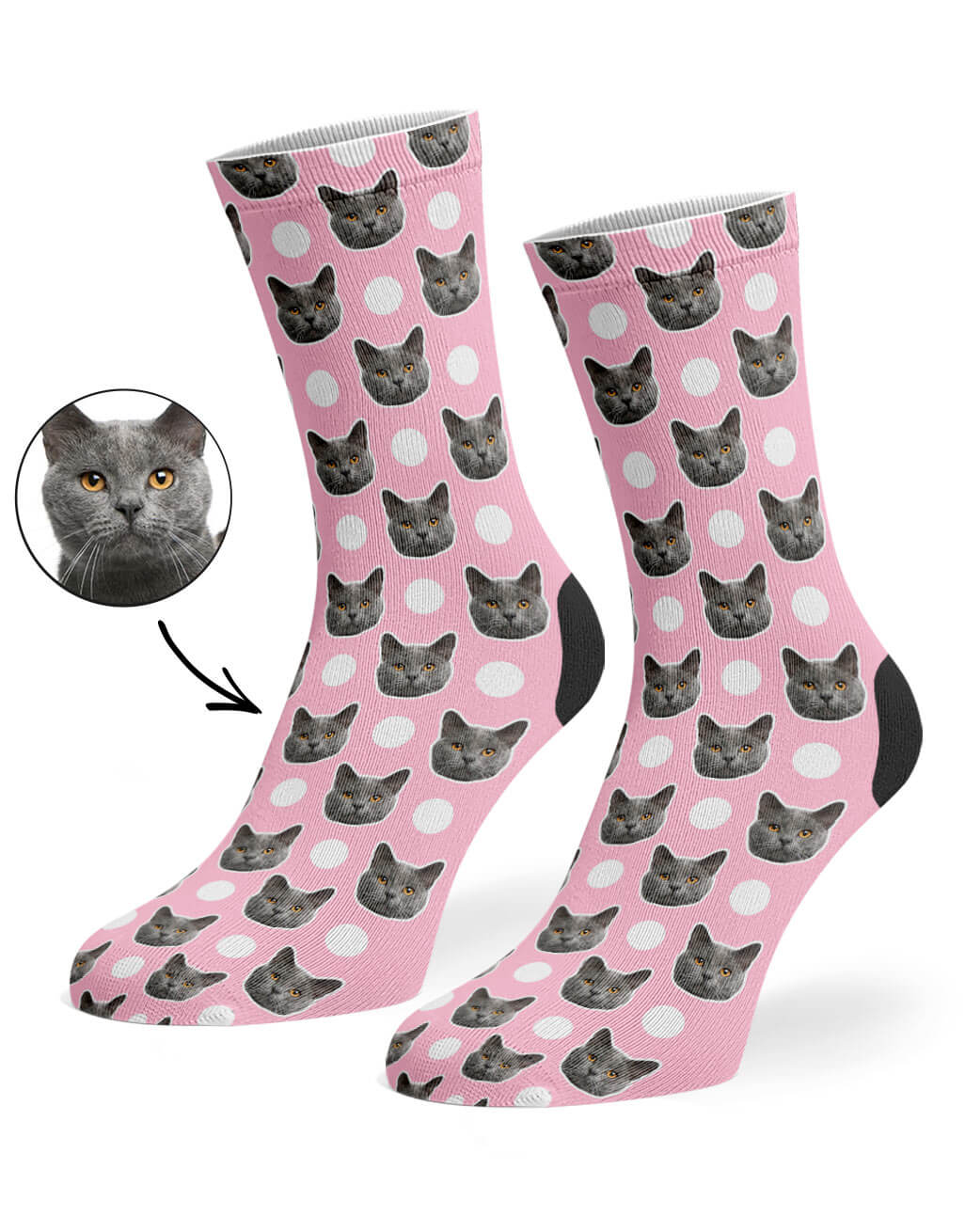 Polka Cat Photo Socks