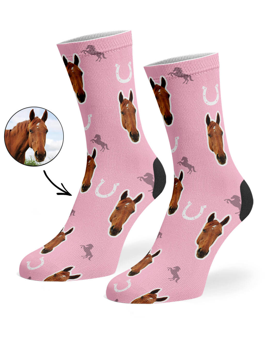 Your Horse On Baby Pink Socks