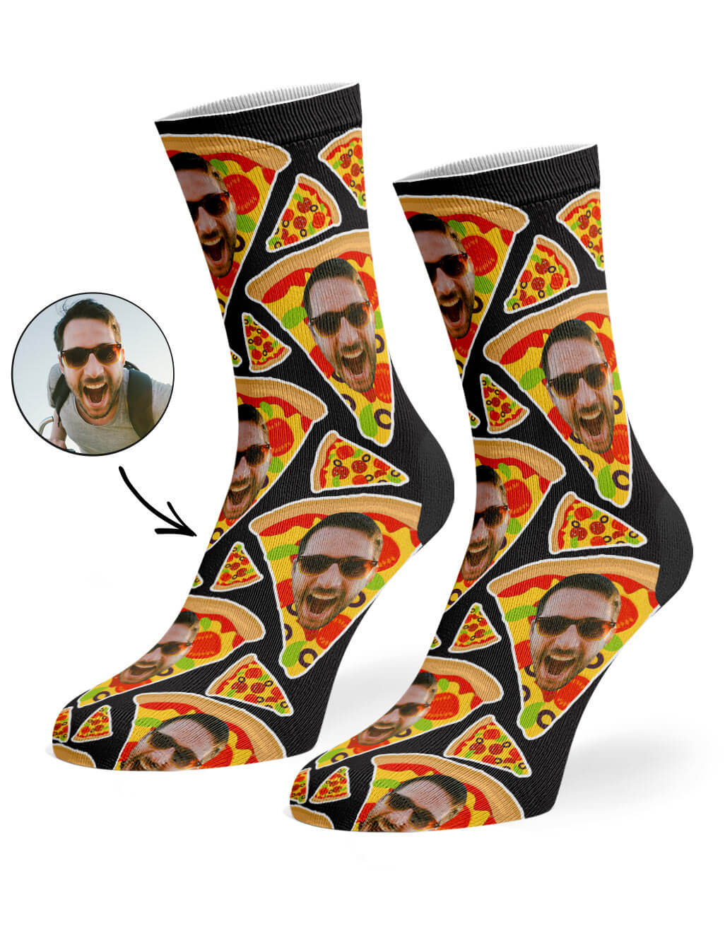 Custom Photo Pizza My Face Socks