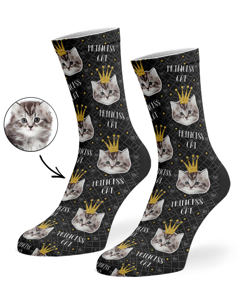 Princess Cat Black Socks