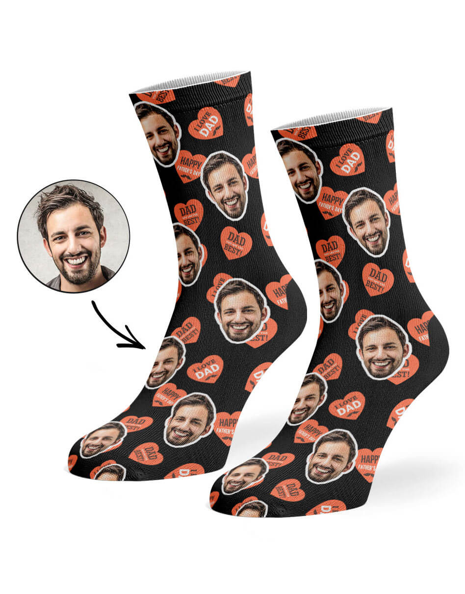 Dad Love Hearts Socks With Is Face On