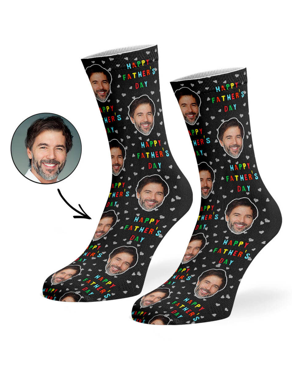 Happy Father's Day Face Socks In Black