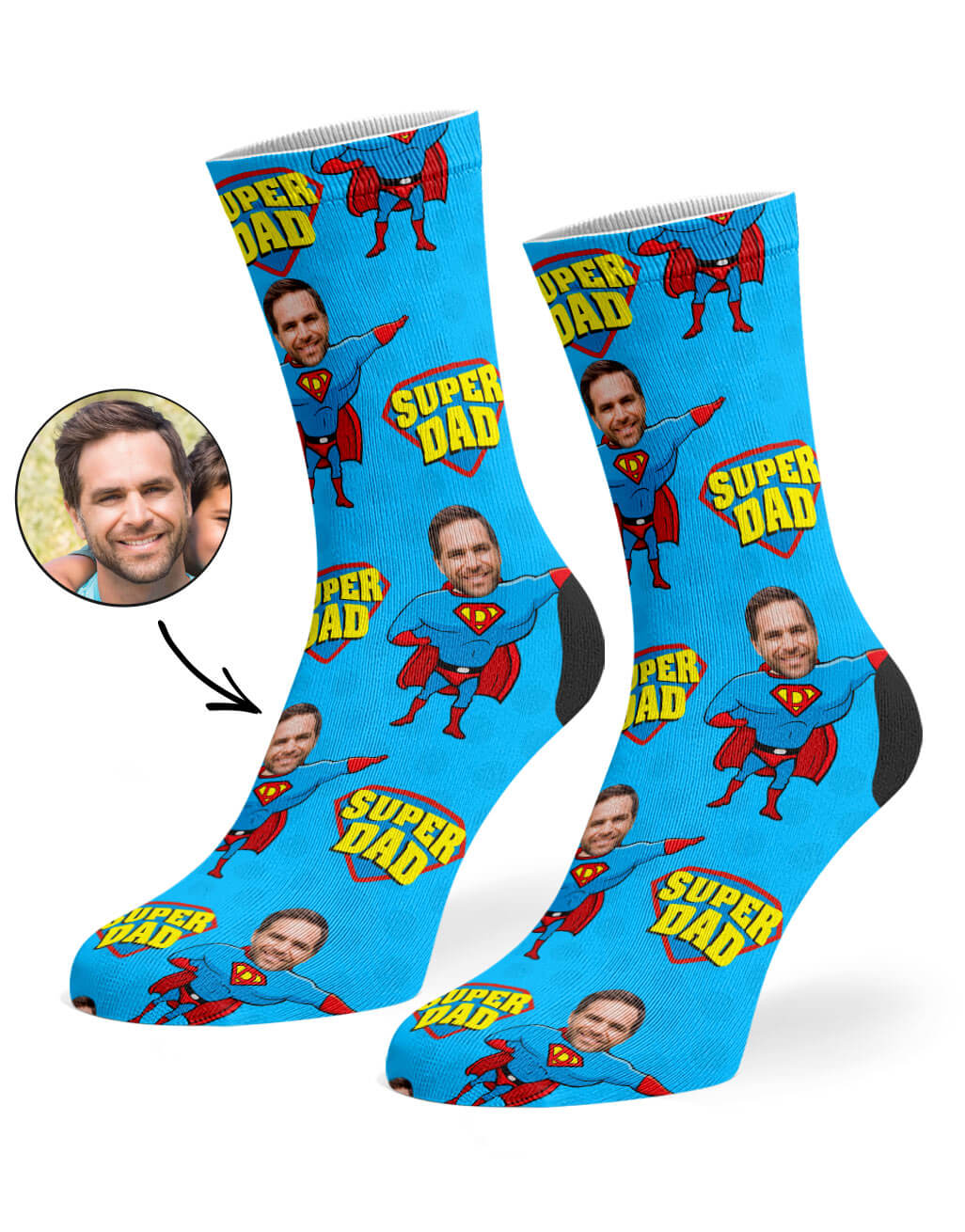 Super Hero Dad Socks With His Face On