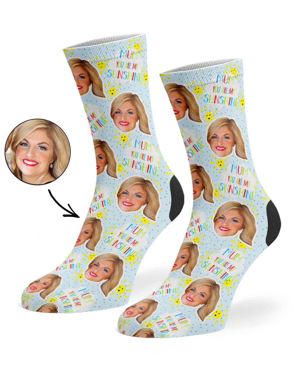 You Are My Sunshine Face Socks