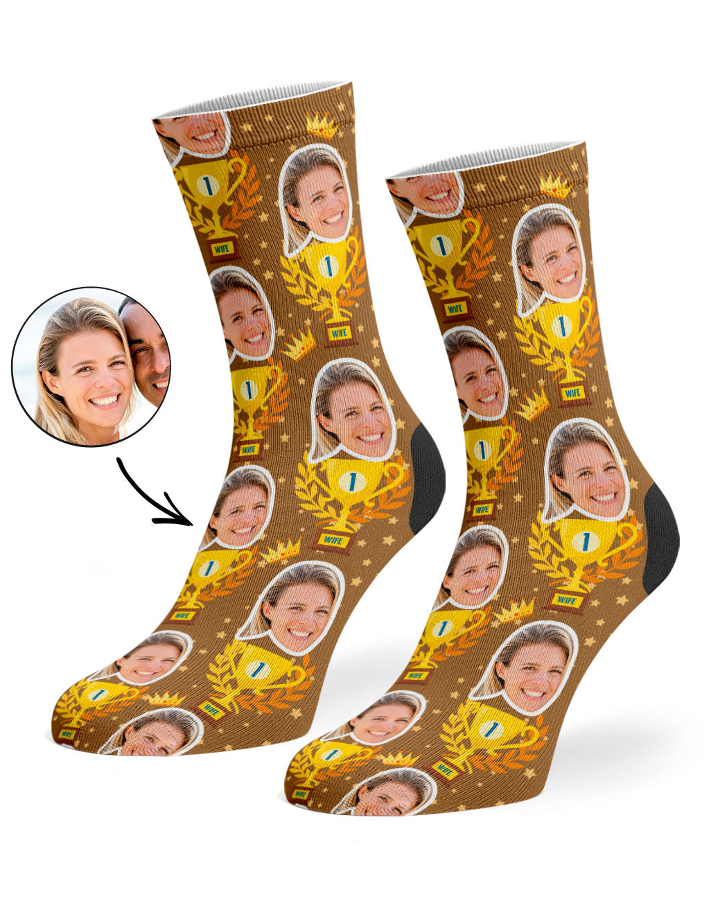 Custom Photo Trophy Wife Socks