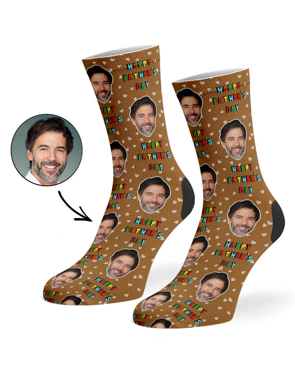 Happy Father's Day Face Brown Socks