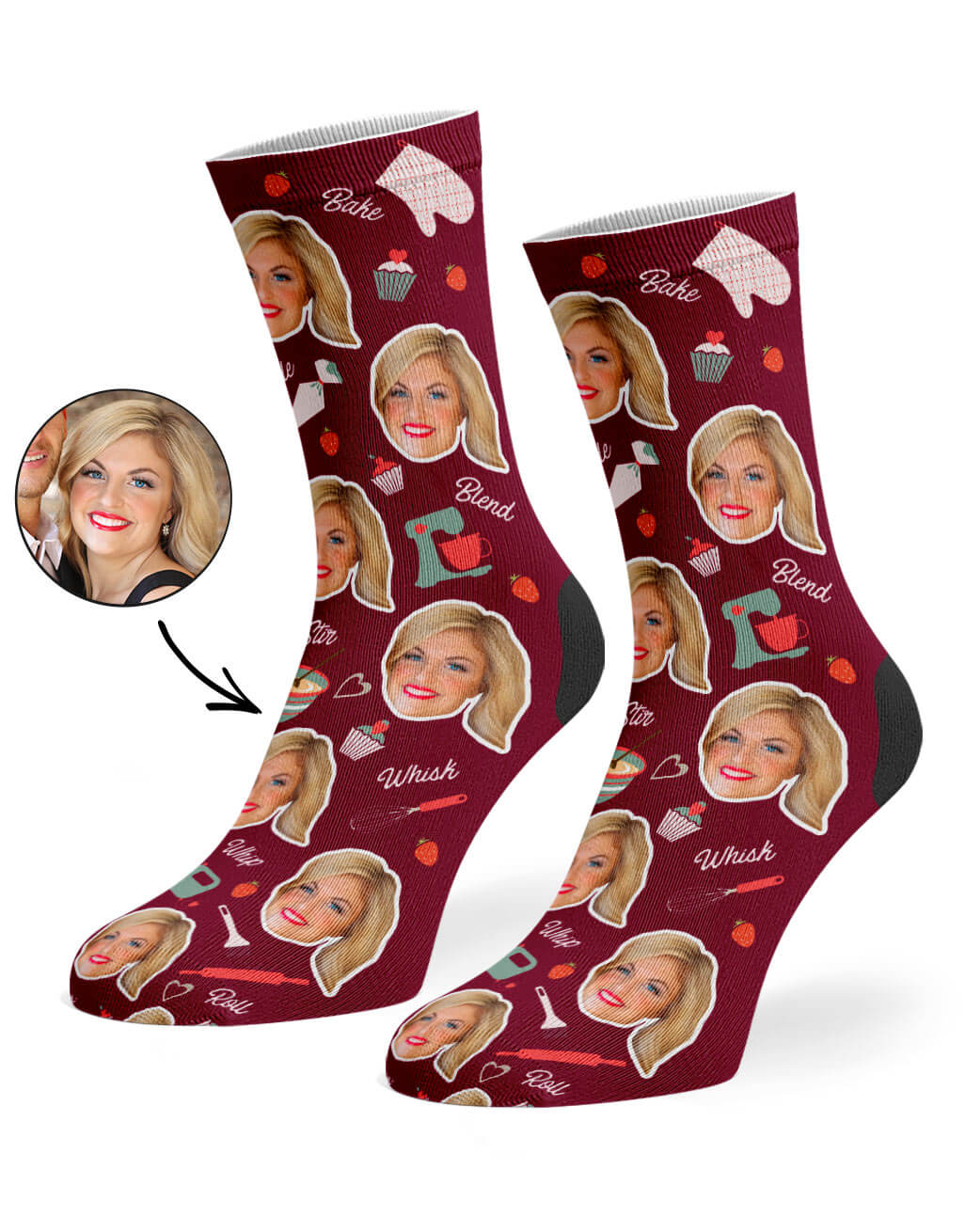 Baker Face Socks With Your Own Photo