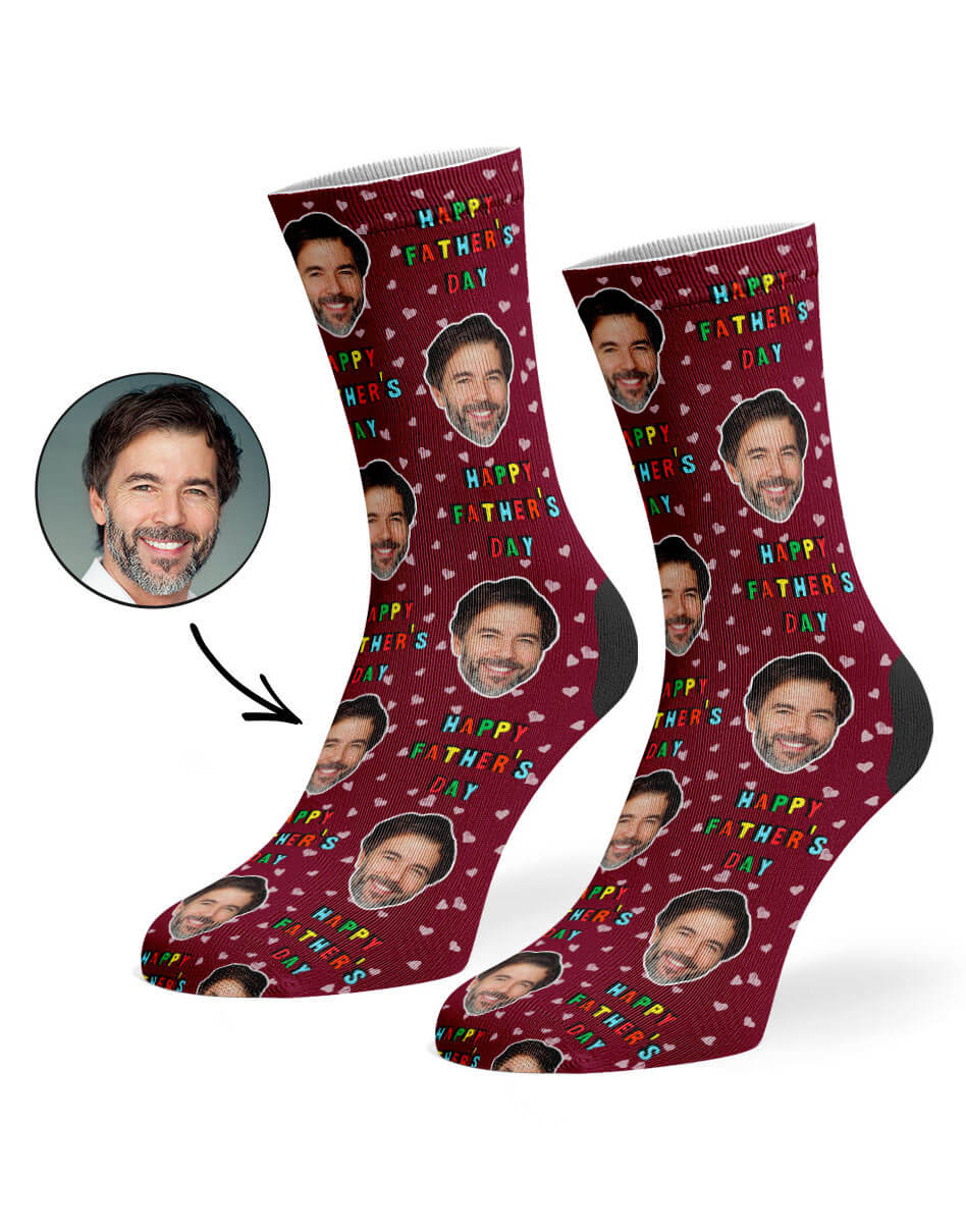 Burgundy Happy Father's Day Face Socks