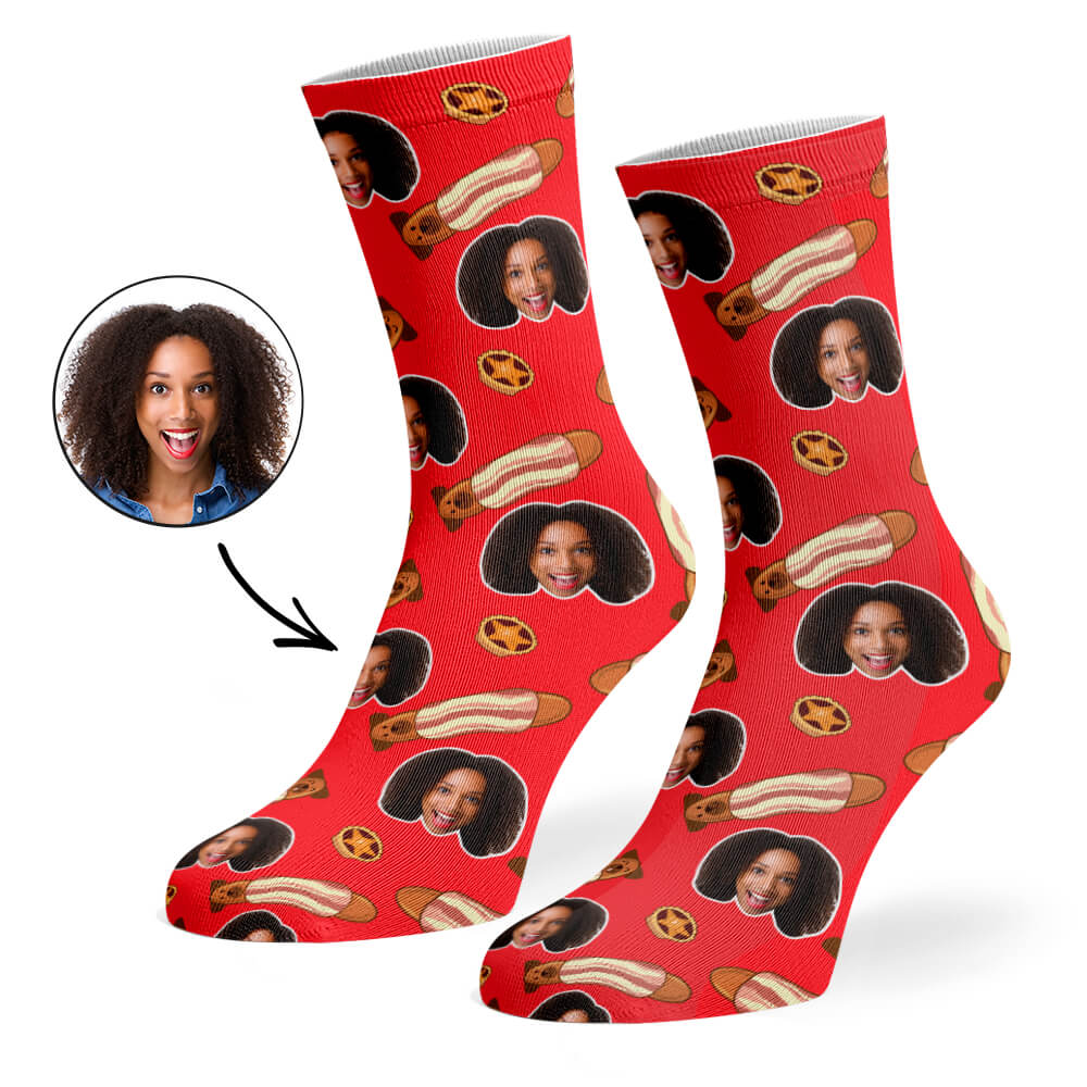 Red Pugs In Blankets Socks