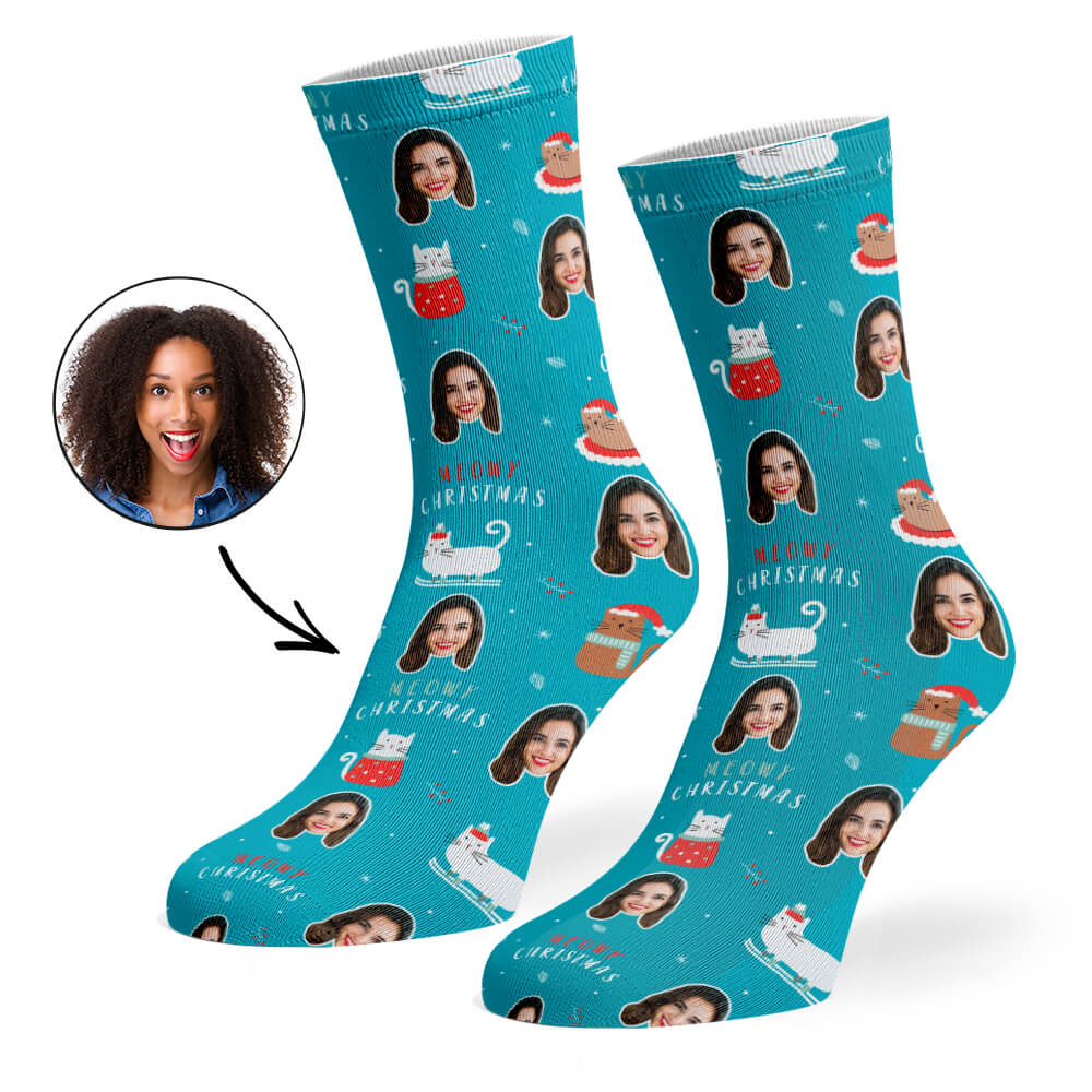 Meowy Christmas Socks Gift For Cat Lovers