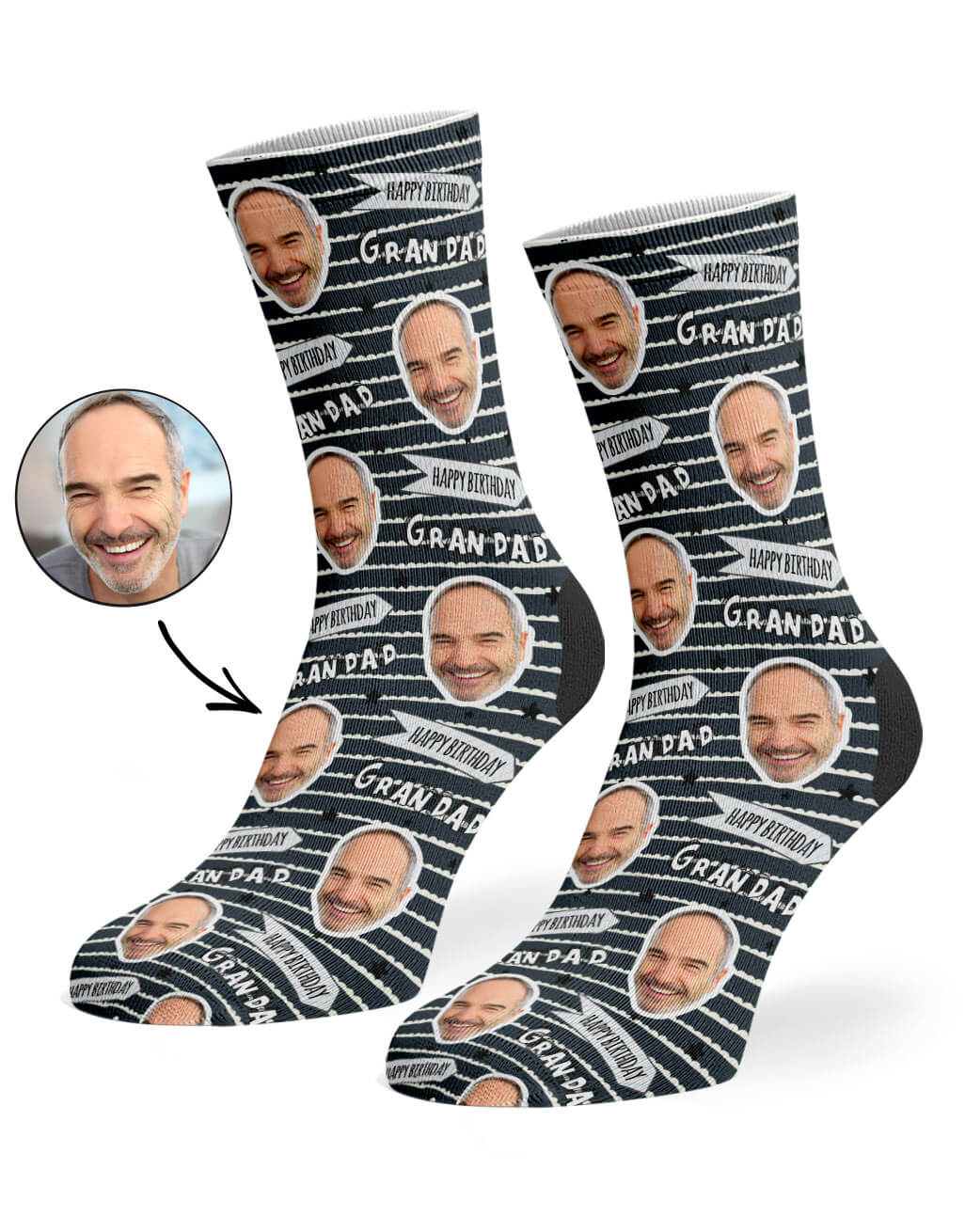 Happy Birthday Grandad Socks With Your Photo On