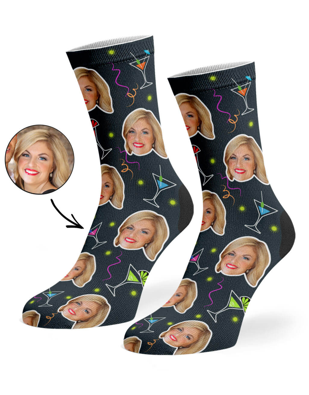 Martini Socks With Face On