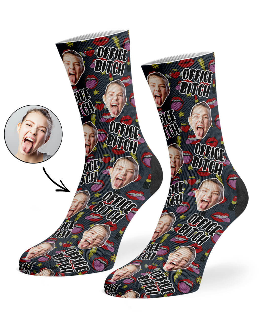 Your Face On Office Bitch Socks