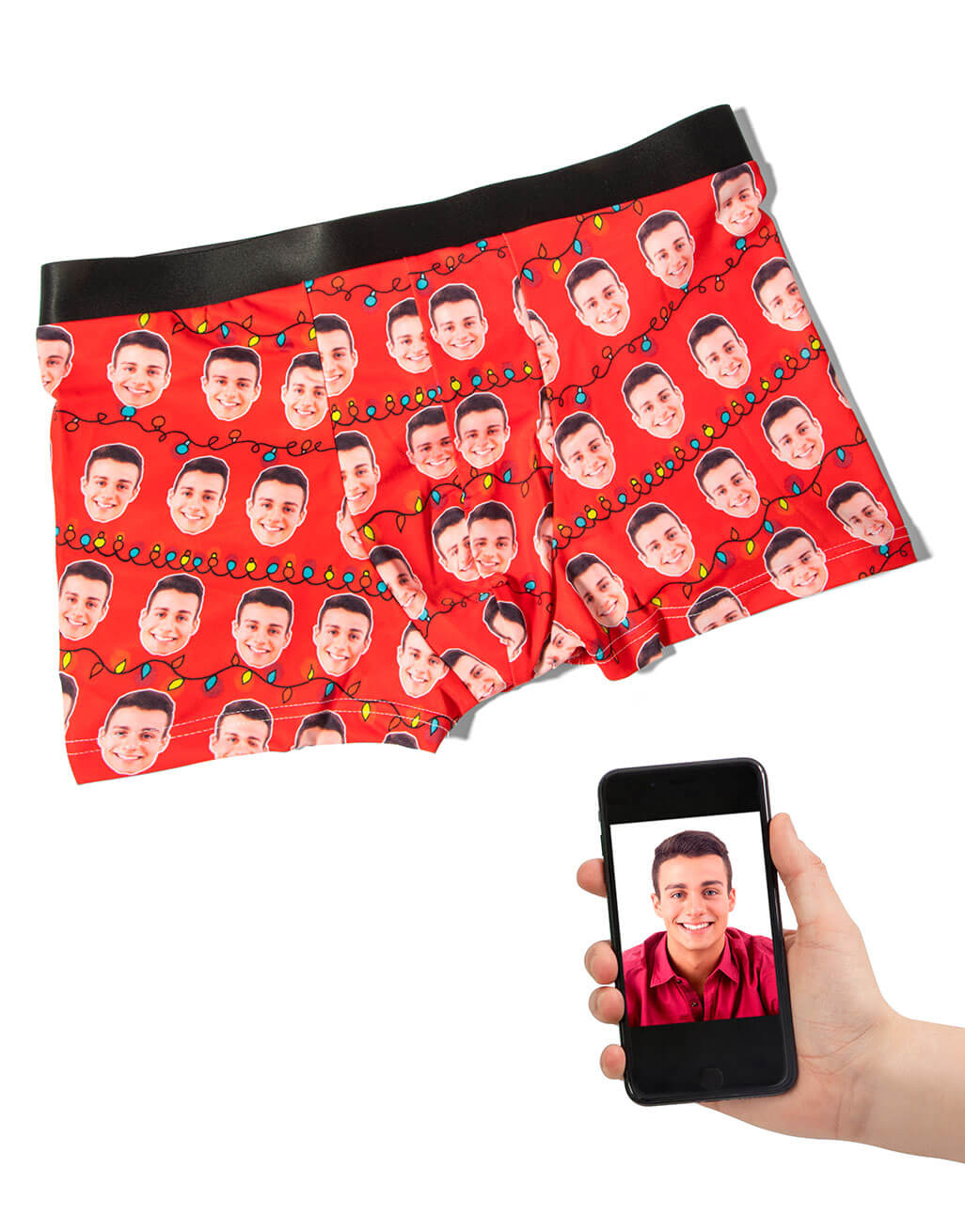 Christmas Lights Face Boxers