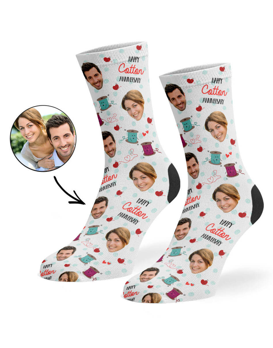 Cotton Anniversary Socks With Your Photo On