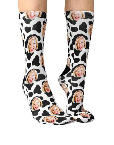 Cow Print Face Socks