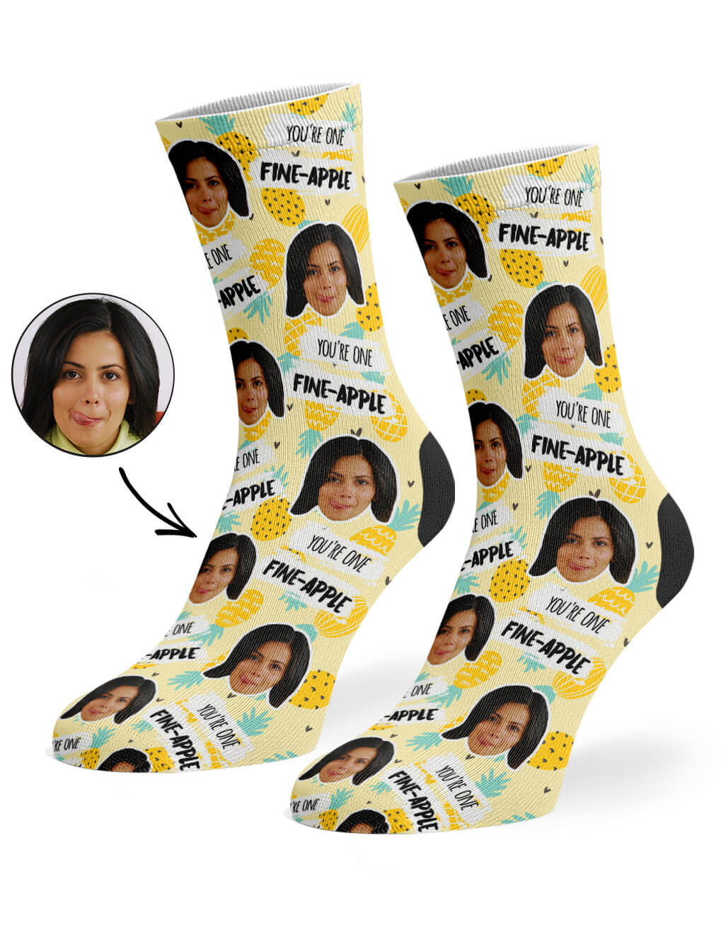 Fine-Apple Face Socks With Photo