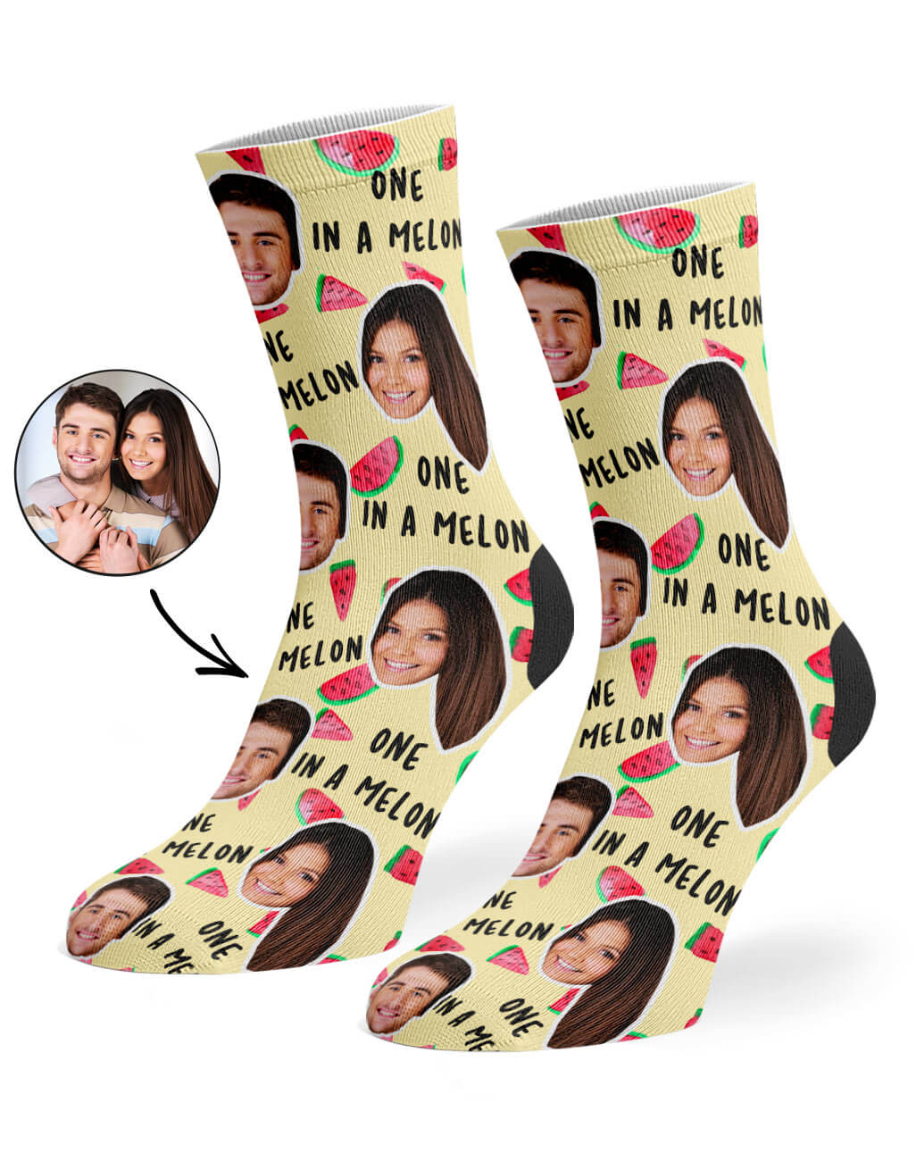 Your Face On One In A Melon Socks
