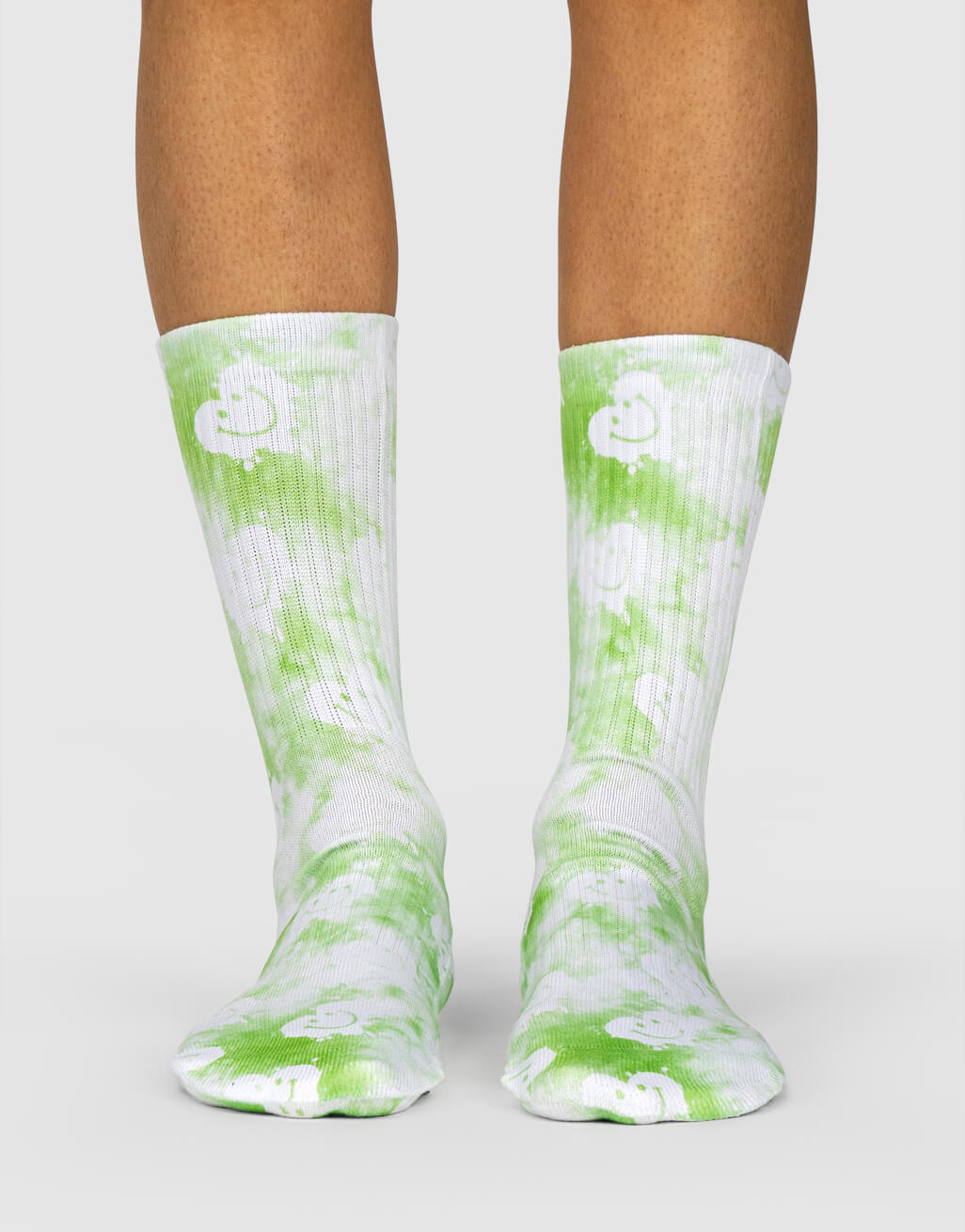 Green Smiley Tie Dye Socks