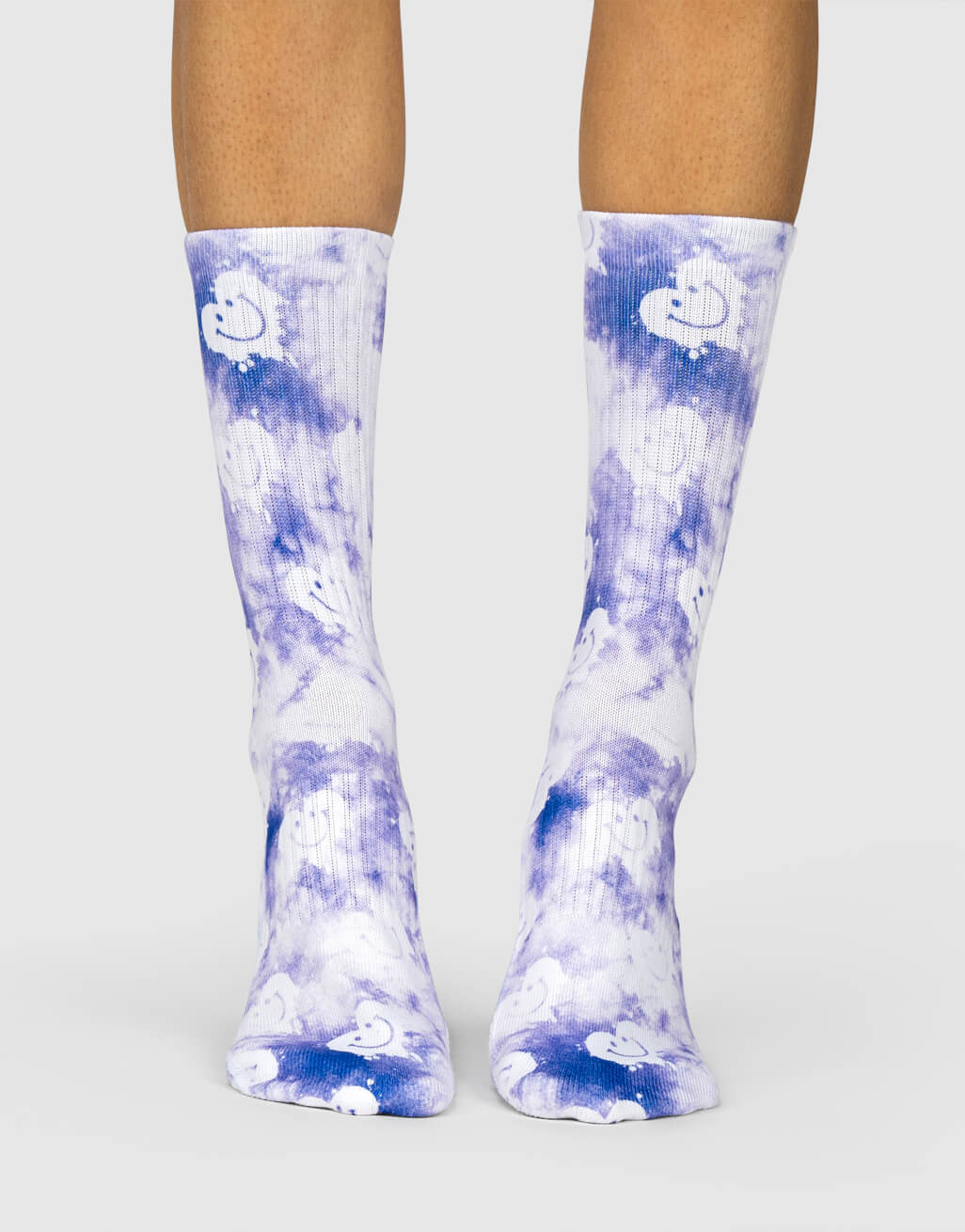 Purple Smiley Tie Dye Socks