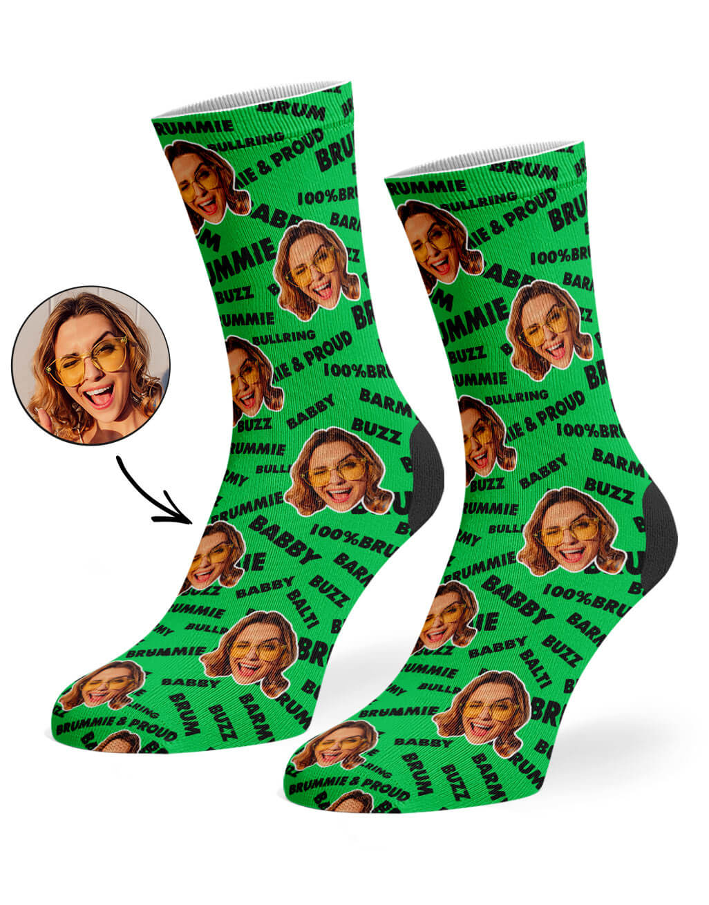 Green 100% Barmy Brummie Socks