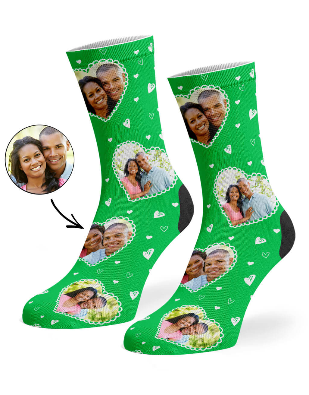 Personalised Cute Heart Collage Socks