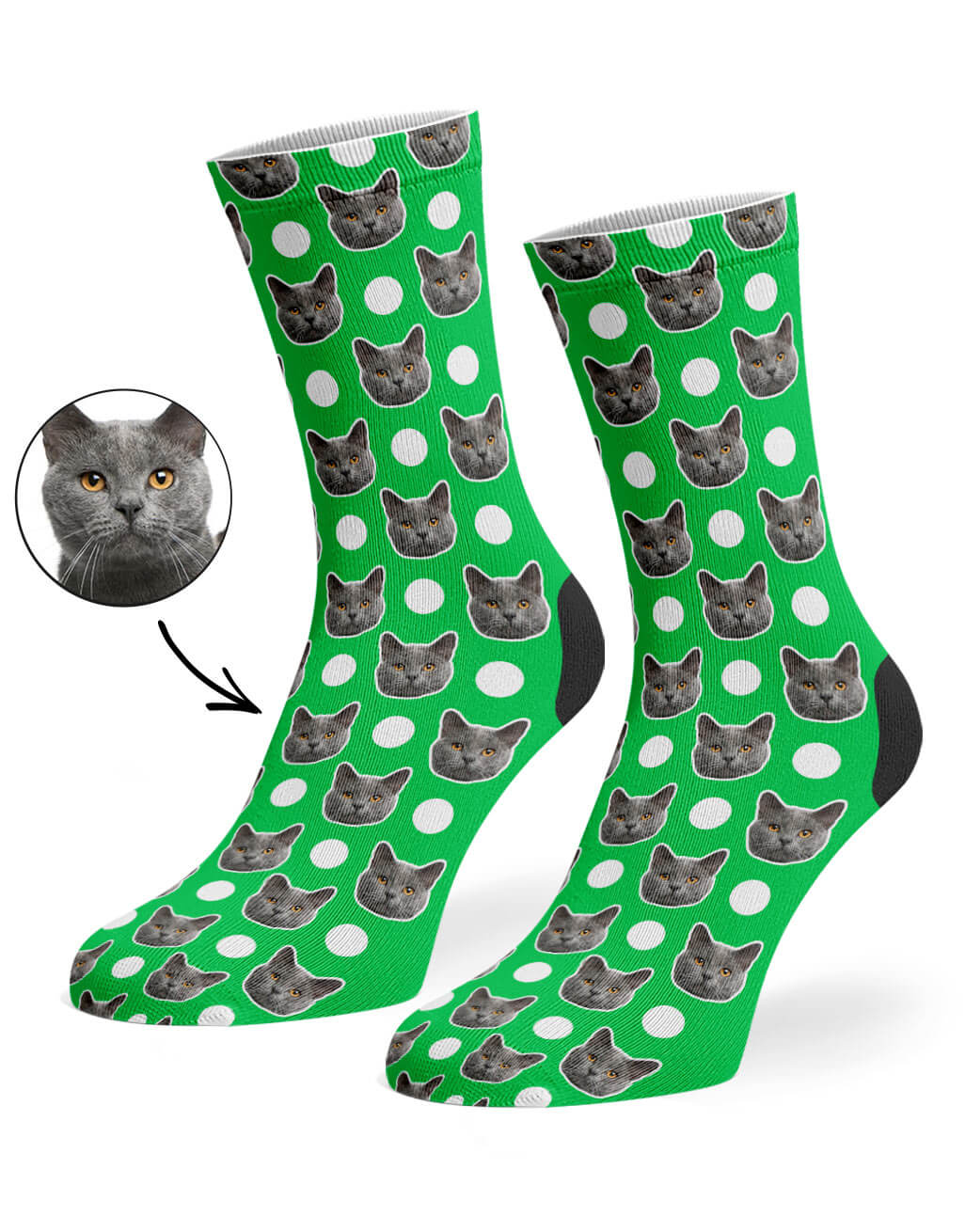 Green Polka Cat Socks