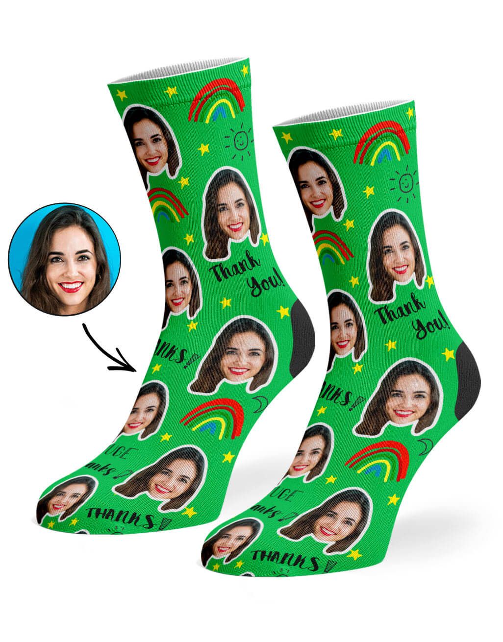 Thank You Socks With Face On
