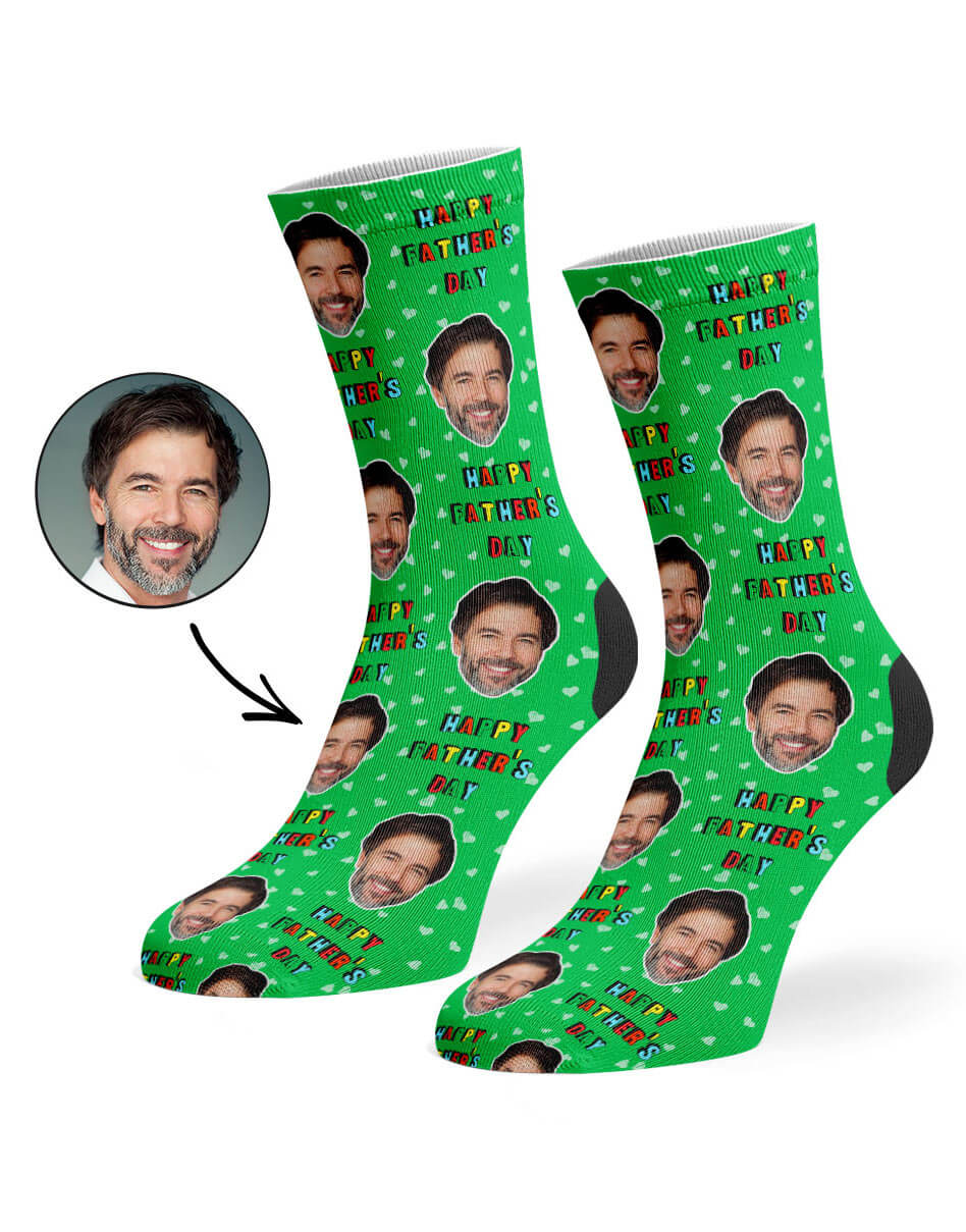 Green Happy Father's Day Face Socks