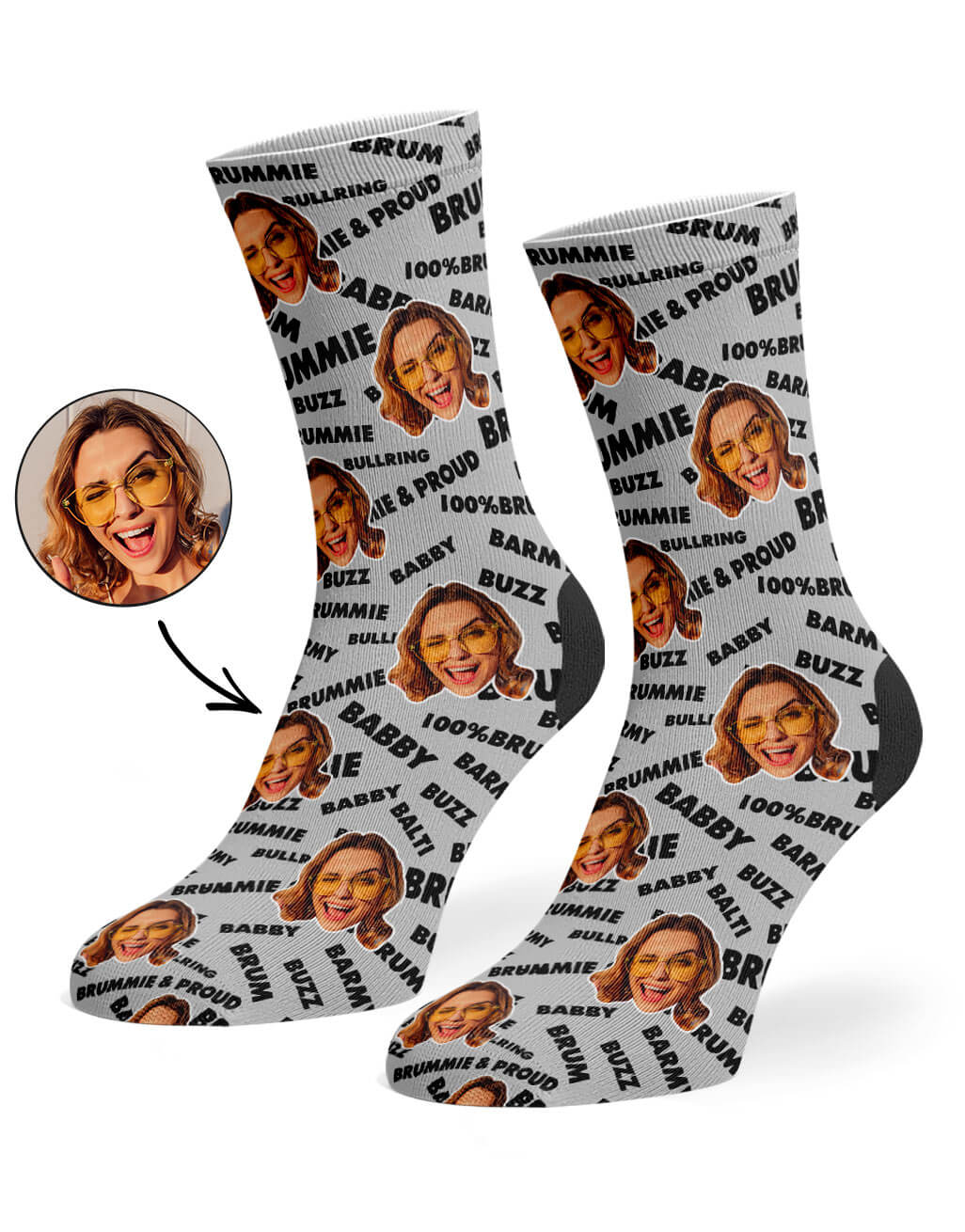 Grey 100% Barmy Brummie Socks