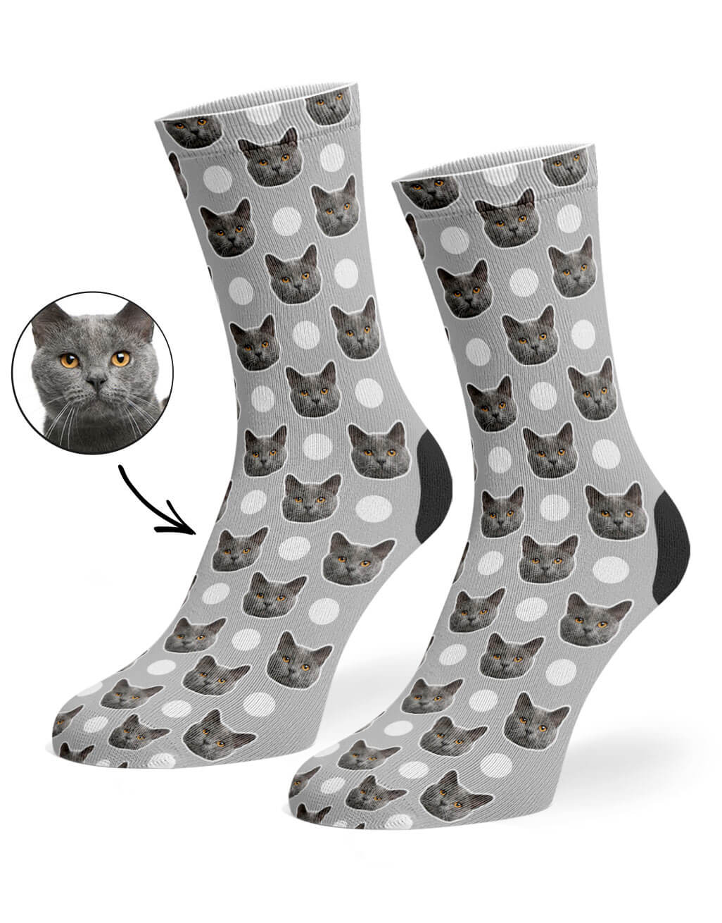 Grey Polka Cat Socks