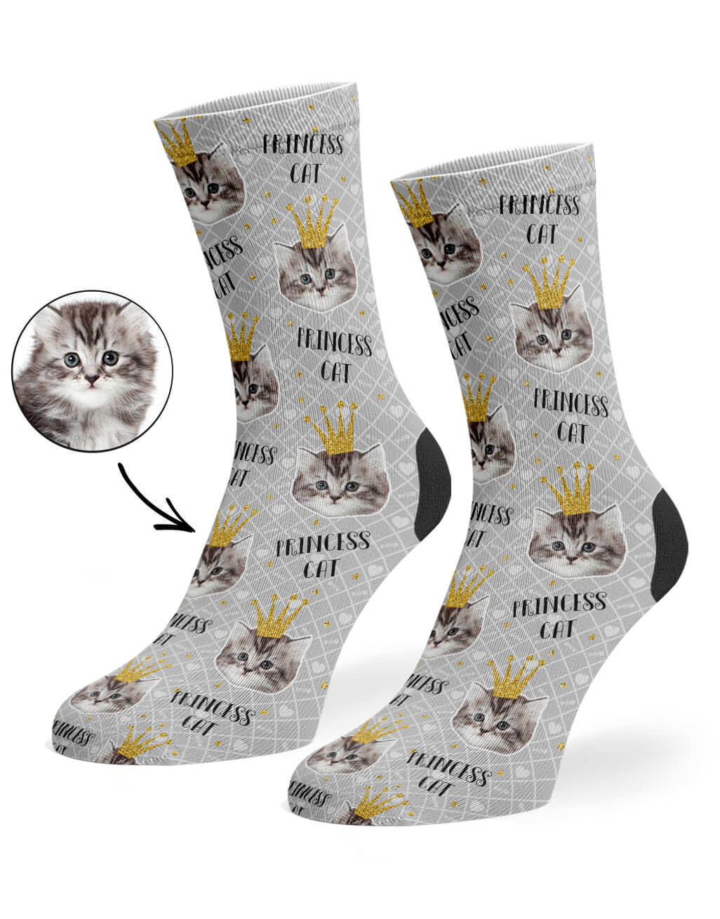 Grey Princess Cat Socks