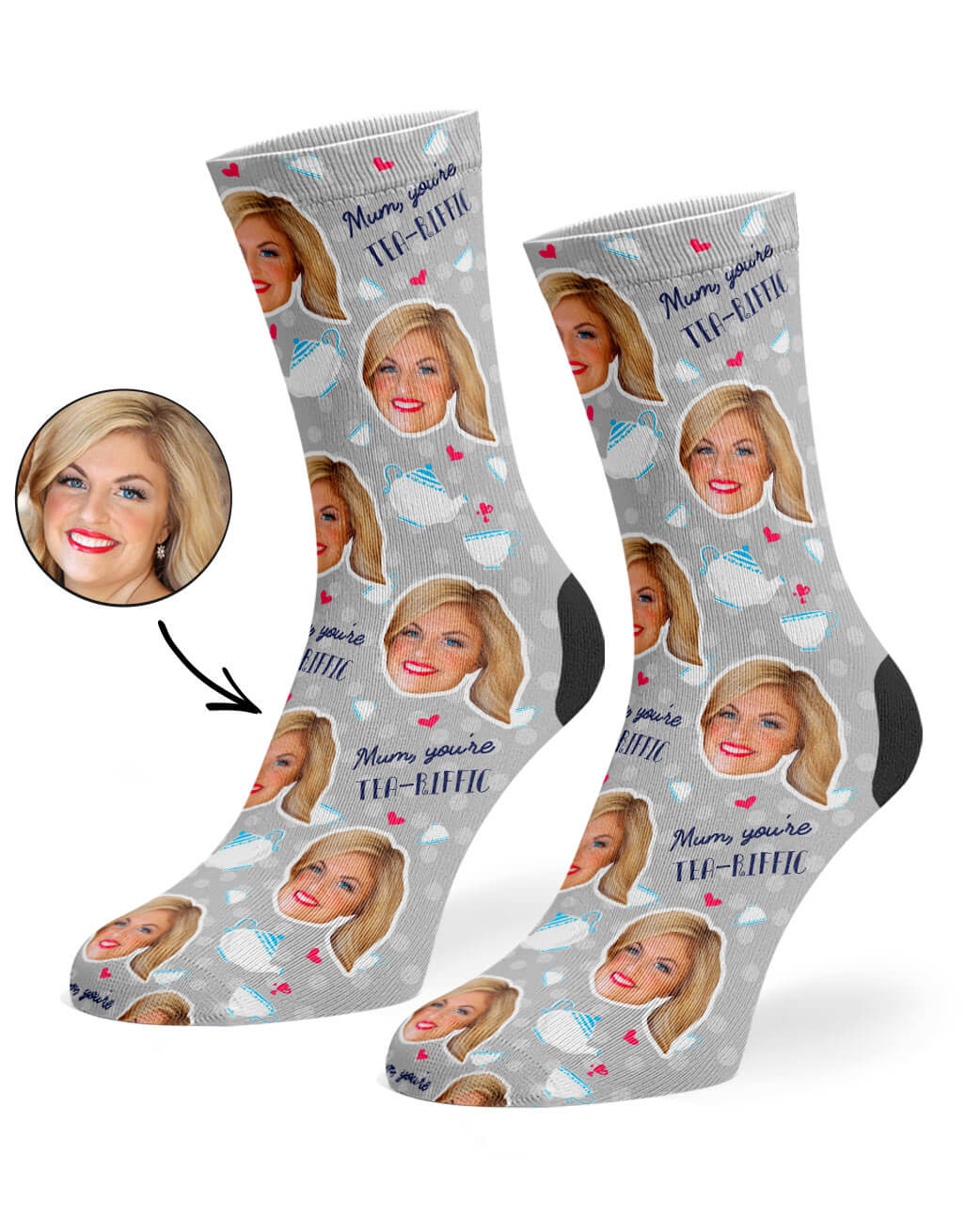 Tea-riffic Mum Photo Socks