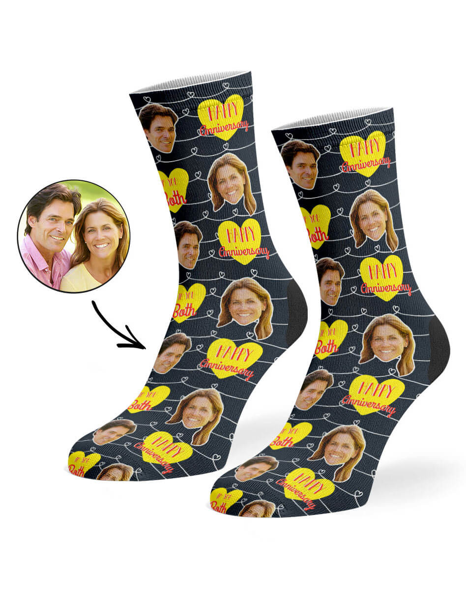 Happy Anniversary To You Both Face Socks