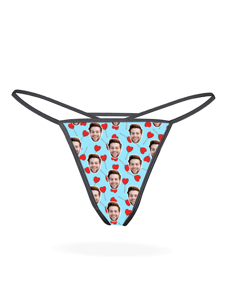 Baby Blue Heart Lollipops Thong